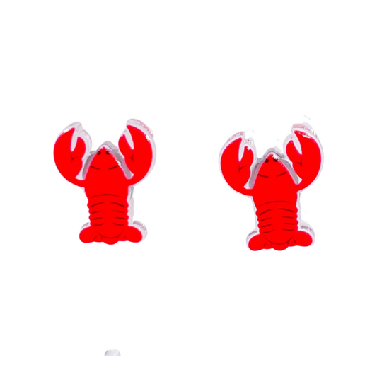 red crawfish stud earrings