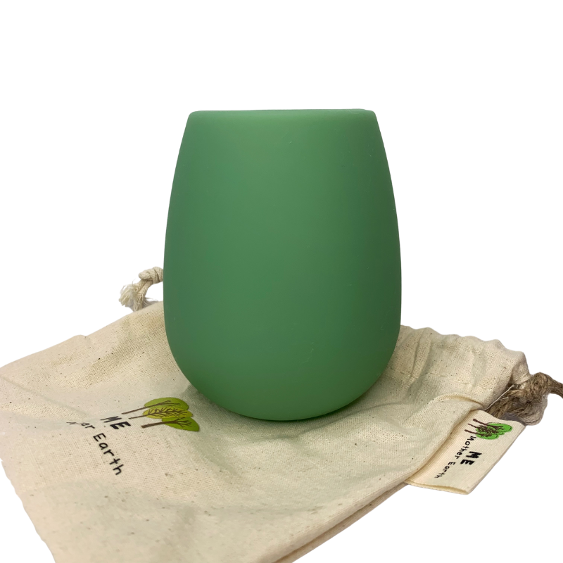 silicone wine glasses portable washable and eco-friendly in green